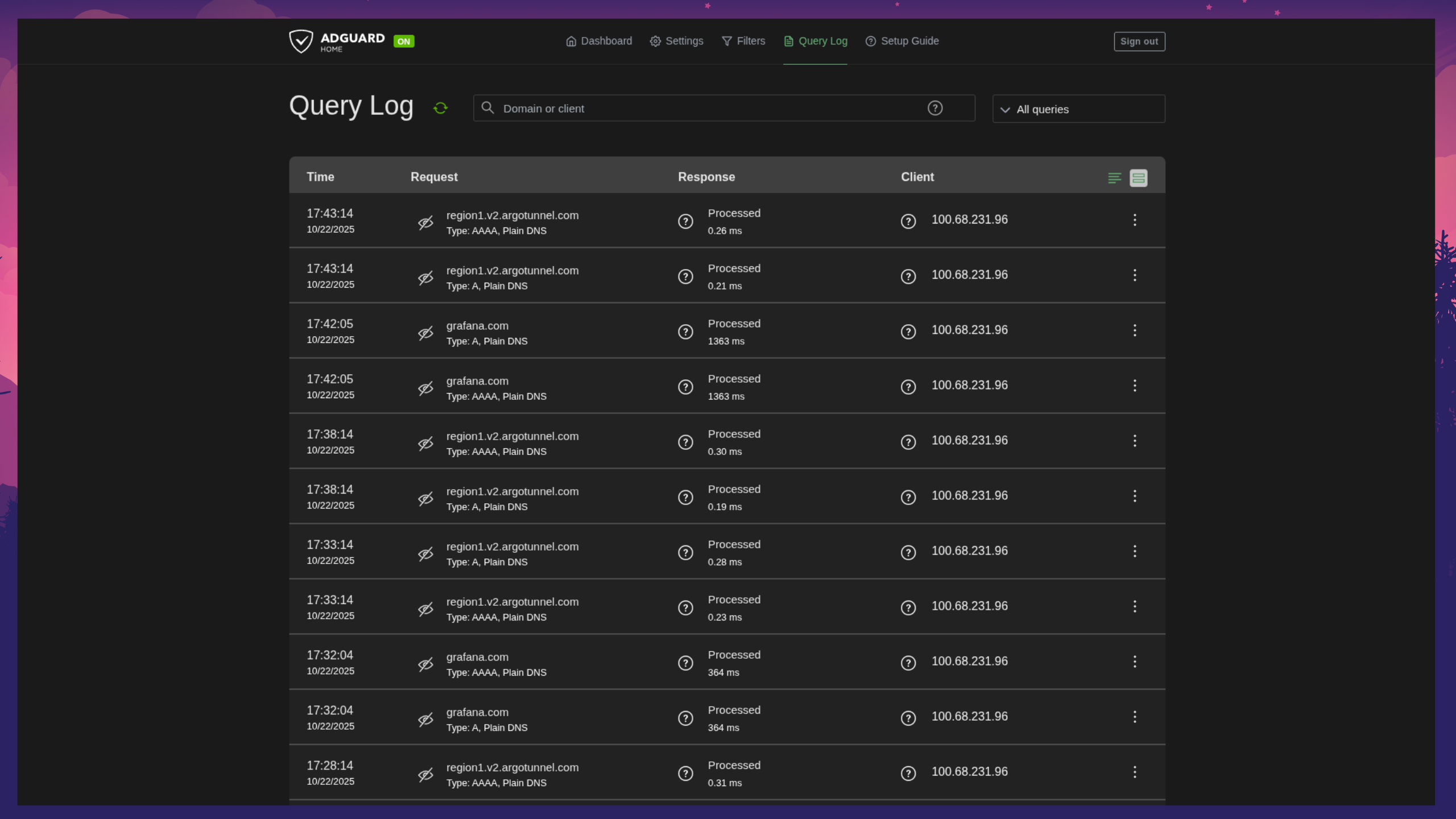 AdGuard Home Query Log